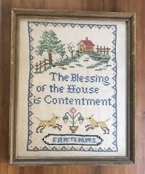 Vtg Framed Sampler Cross Stitched, "The Blessing of the ...