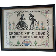 Romantic Cross Stitch Picture, Wedding, Engagement Gift. For ...
