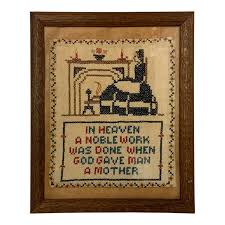 Antique Cross-Stitch God Gave Man a Mother | Chairish