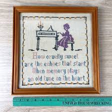 How Cruelly Sweet..." vintage framed cross stitch - 1940s ...