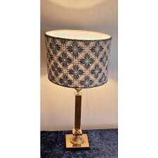 Vintage Table Lamp with Classic Brass Base and Handmade Fabric Shade by Lamplove, 1980s | Chairish