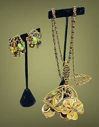 rare antique gold tone irish charms necklace 30”signed ART Clip On Earrings | eBay