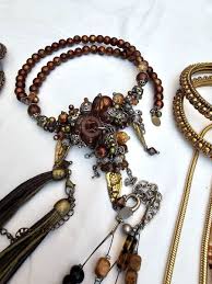 Jewelry Lot 9 Necklaces 12 Bracelets Chico's Gems Wood Pearls Enamel Statement | eBay