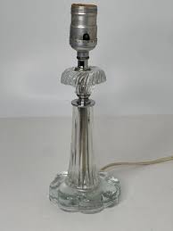 Vintage Antique Etched Crystal Pillar Column Table Lamp Clear Glass | eBay