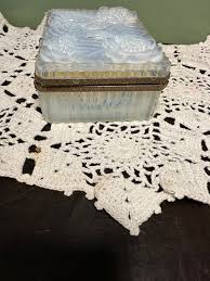 Antique Sabino DRESSER BOX Signed Franceflowers Floral Opalescent Glass Opal Paris Jewelry Lotus Lily Pad - Etsy