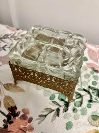 Vintage Glass Vanity Box - Gold Tone - Etsy Australia