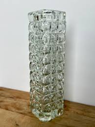Vintage Diamond Cut Clear Glass Heavy Bud Vase 7” - Etsy