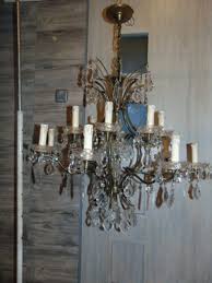 Art Deco Brass and Glass Chandelier, 1940s for sale at Pamono
