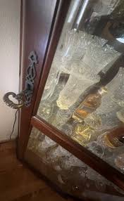 Cherry 5 Tier Glass China Cabinet Corner Display W/ Keyed ...