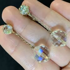 Vtg Couture Cut Crystal Chocolate Faux Pearl Dangle Clip Earrings Lot of 2 Pairs | eBay