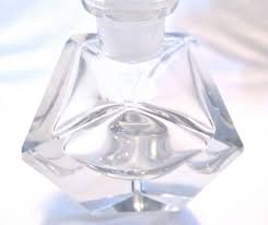 MCM CUT CRYSTAL CLEAR ART GLASS PERFUME TRIANGLE BOTTLE w ...