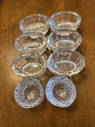 Lot of 8 Vintage Clear Glass Crystal Round Open Salt Cellars ...