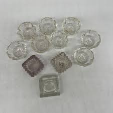 11 VINTAGE PRESSED GLASS INDIVIDUAL OPEN SMALL CELLAR SALT ...