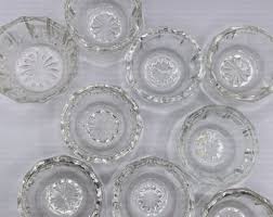 Vintage Set of (9) Clear Glass Salt Cellar Dip Bowls W/star ...