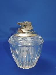 Vintage Glass Crystal Table Lighter No Fluid Silvertone Metal Top | eBay