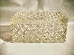 ANTIQUE CUT GLASS HOBNAIL COVERED BOX, RECTANGLE, X HATCH ...