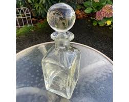 Vintage Heavy Glass Etched Golf Themed Whiskey Decanter With Stopper - Etsy