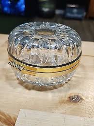 Vintage Hollywood Regency Cut Heavy Glass Hinged Trinket Box ...