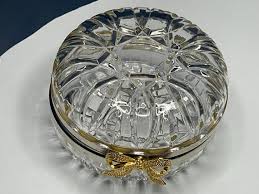 Morocan Style Handmade Crystal Cut Glass Round Trinket Box ...