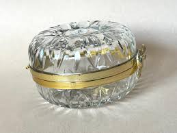 Vintage Glass Vanity Trinket Box Candy Dish Jewelry Saver ...