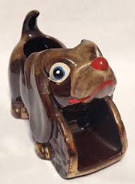 Vintage Ceramic DOG Planter / Dresser Caddy, Drip Glaze ...