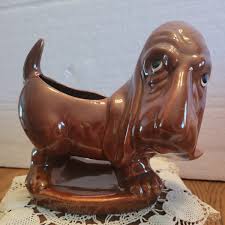Vintage Brown MCM Ceramic Bassett Hound Dog/Puppy Planter | eBay