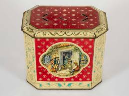 Vintage English Decorative Rectangular Tin With Village ...
