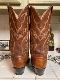 NOCONA Brown COGNAC ALLIGATOR &Leather Western Cowboy Boots Size 8.5 D Vintage | eBay