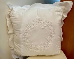 VINTAGE! Handmade White Embroidered Decorative Pillow - Etsy Canada