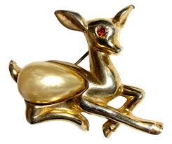Vintage 1950s Pearl Belly Bambi, Deer, Sitting Fawn Brooch ...