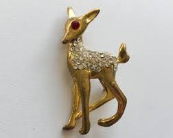 Gold Deer Fawn Brooch Pin - Etsy
