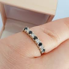 Solid 9ct Yellow Gold Sapphire & Zirconia Half Eternity Ring ...