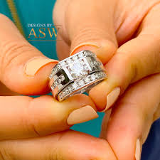 Women's 14k Solid And Heavy White Gold Round Moissanite And ...