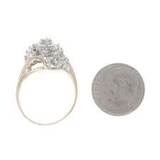 Yellow Gold Diamond Cluster Cocktail Bypass Ring - 14k Round ...