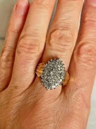 VINTAGE YELLOW GOLD DIAMOND COCKTAIL RING SIZE 7.25 | eBay