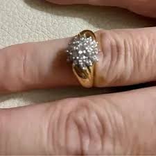 Jewelry | 6ct Cluster Diamond Ring With 14k Yellow Gold Size 65 | Poshmark