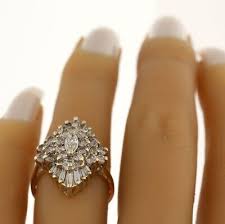 Vintage Diamond Halo Cluster Ring 1.85CT 14K Yellow Gold Size 6.5 | eBay