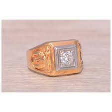 Masonic Knights Templar Diamond Ring in Yellow Gold. For Sale at Ruby Lane
