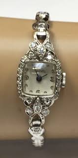 VINTAGE PLATINUM LADIES HARVEL DIAMOND WRIST ...