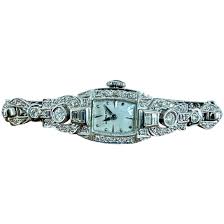Vintage 14K White Gold Hamilton Diamond Ladies Wristwatch ...
