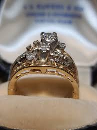 14K Three Row Design Diamond Ring with Arthritic Band Closure by BRUNE – Enchanted Estate Jewels