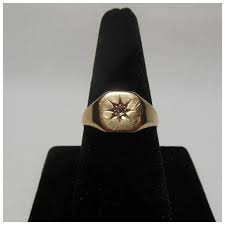 9 Kt Gold & Diamond Signet Ring. For Sale at Ruby Lane
