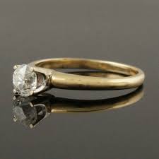 Solid 14K Yellow Gold & .46 Carat Old Mine Cut Diamond ...
