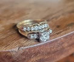 1950s Vintage 14K Yellow/ White Gold & 20pt Diamond Wedding Engagement Rings 6¾ | eBay