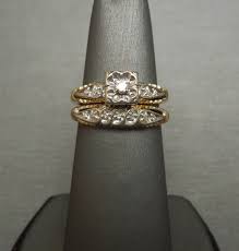 Vintage Estate C1950 14K Two Tone Gold 0.19TCW Round Diamond Square Engagement 2-piece Wedding Set Sz 6.5 - Etsy Norway