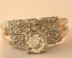 14K YELLOW + WHITE GOLD - DIAMOND (.72Ct) ENGAGEMENT RING + ...