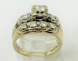 Ladies' 14k White Gold Engagement Ring With Matching Band ...