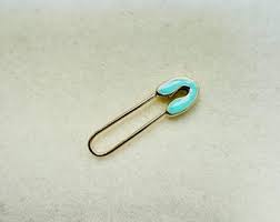 Solid 14K Yellow Gold 1.25" Safety Pin With Evil Eye Charm - Etsy