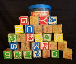 Vintage 70s Playskool Disney Wood Blocks Mickey Mouse ...