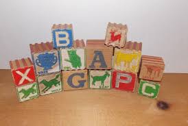 Vintage ABC`s Wood Building Blocks 8 Large 6 Small | eBay